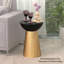  Table d'appoint moderne de style sablier avec plateau en bois noir mat-135381617