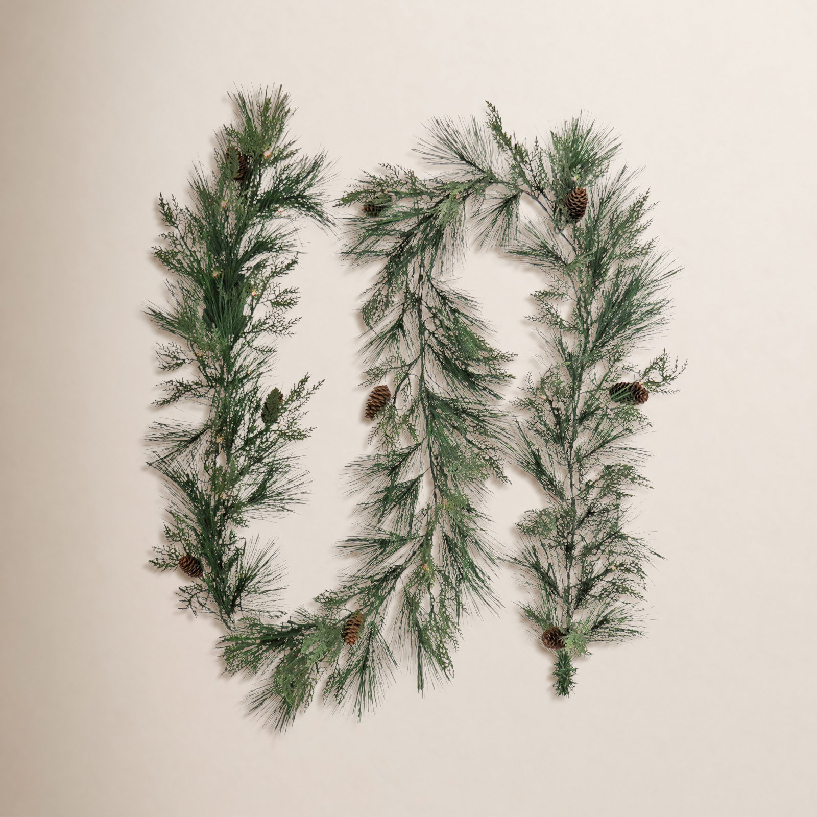 Lighted Faux Pine Garland, 9'
