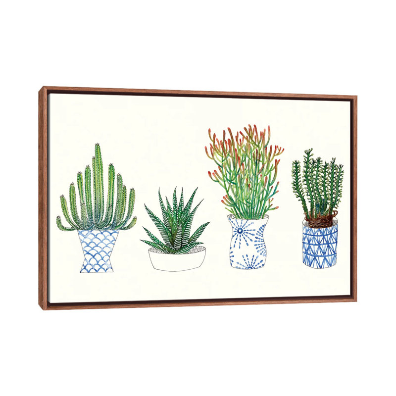 « quatre plantes grassess i » par melissa wang-, reproduction d’art, H 18 po x l 26 po x P 1,5 po