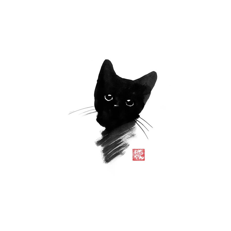 Small Cat II by Péchane - Print on Canvas, Wrapped Canvas, 20.32 cm H x 30.48 cm W