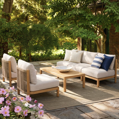 Ensemble de conversation d'extérieur en bois d'acacia Ventura Modern Coastal