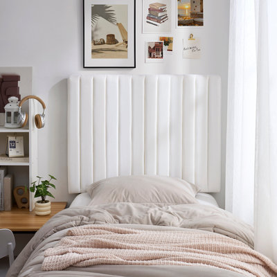Tavira Allure® College Dorm Left Side Outlet Headboard with Legs - Classic Panel - Velvety White