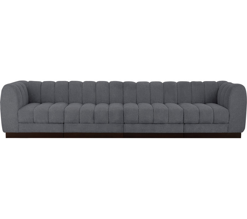 Quinn 133" Upholstered Sofa, Grey Chenille Fabric