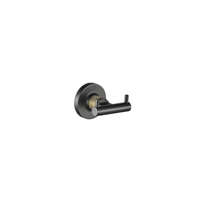 Blaze Wall-Mounted Double Towel Hook - Matte Black/Brushed Gold, Premium Brass Construction, Installation Hardware Included