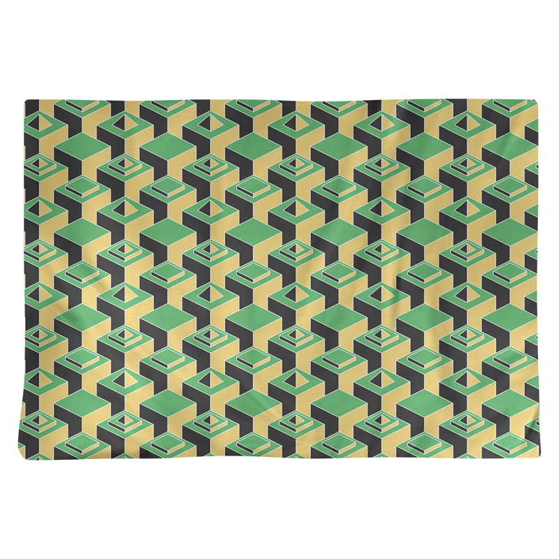Napperon classique en coton 18 po Skyscraper, Vert / Jaune / Noir, polyester