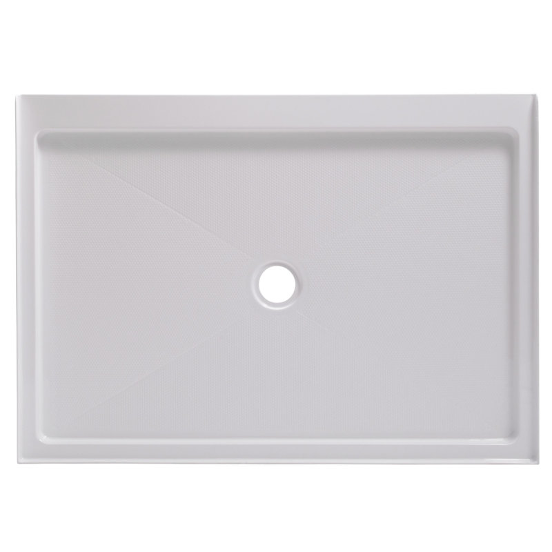 48'' White Rectangular Acrylic Shower Base with Center Drain