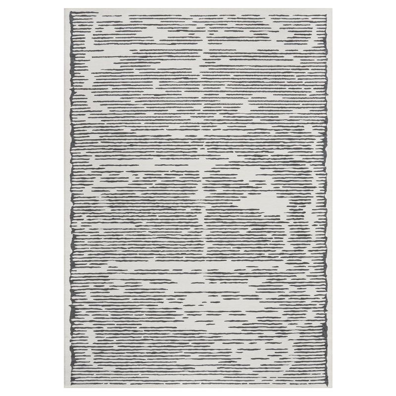 Tapis géométrique ultra mince et lavable pour le salon - Tapis doux antidérapant à poils courts - Gris neutre noir - Modern Home Decor - 8 x 10 pi, États-Unis