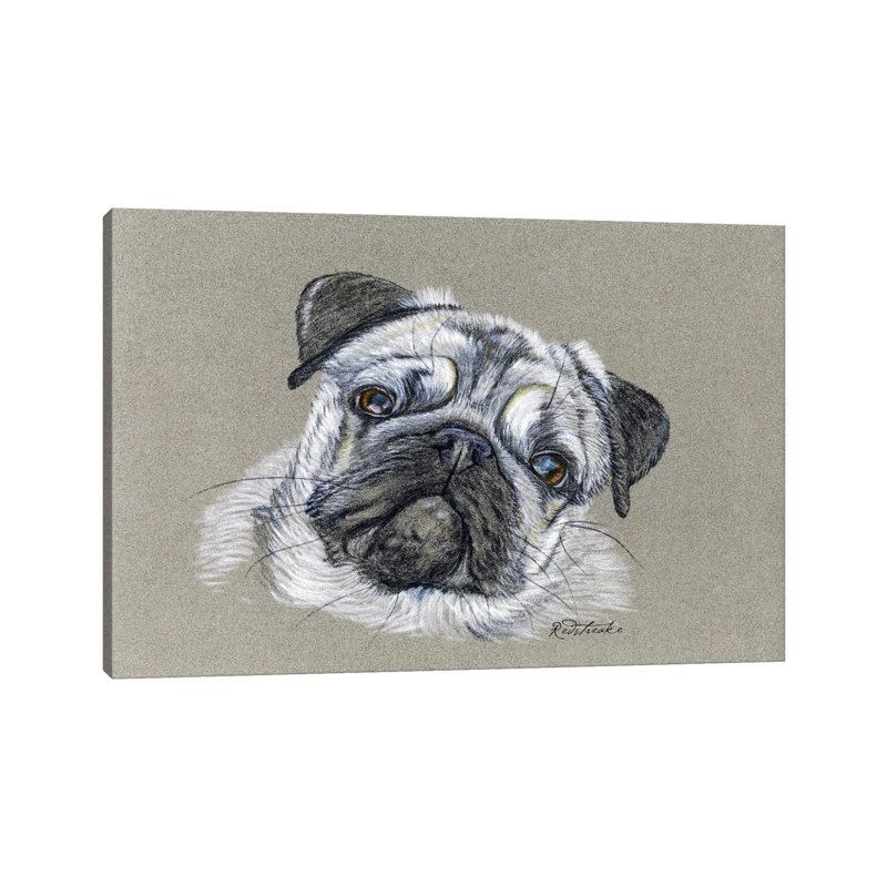 Pug by Jennifer Redstreake - Wrapped Canvas Painting, 20.32 cm H x 30.48 cm W