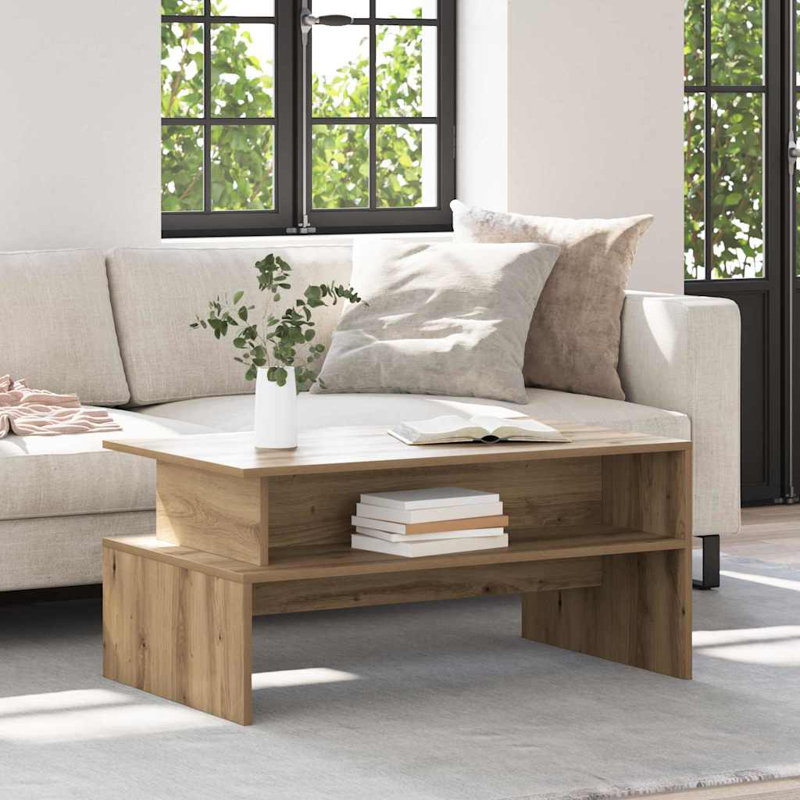 Coffee Table Engineered Wood Living Room Modern Rectangular Stylish Low, Artisan Oak