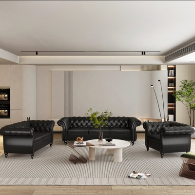 Brisny 3-Piece Faux Leather Living Room Set