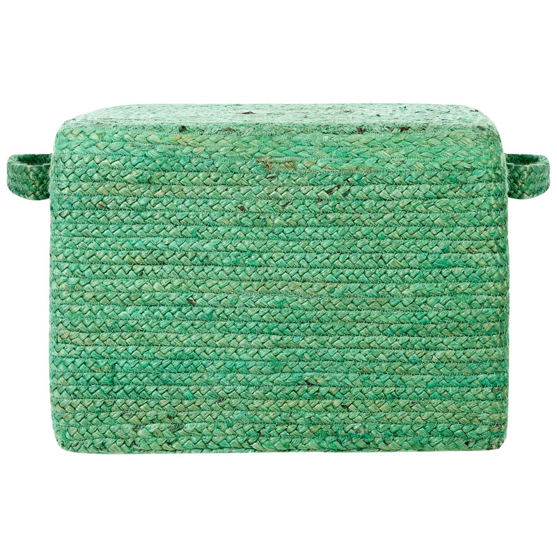 Floriston 45cm Wide Square Pouf Ottoman, Green