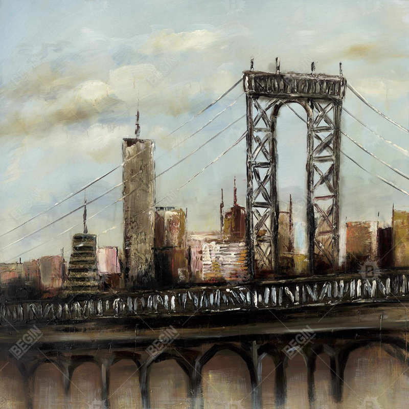 City bridge by a cloudy day - 32"x32" art on canvas