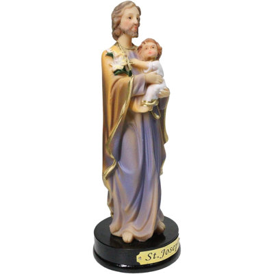 Ensemble de Figurine Catholique Saint Joseph avec bébé Jésus avec carte de prière