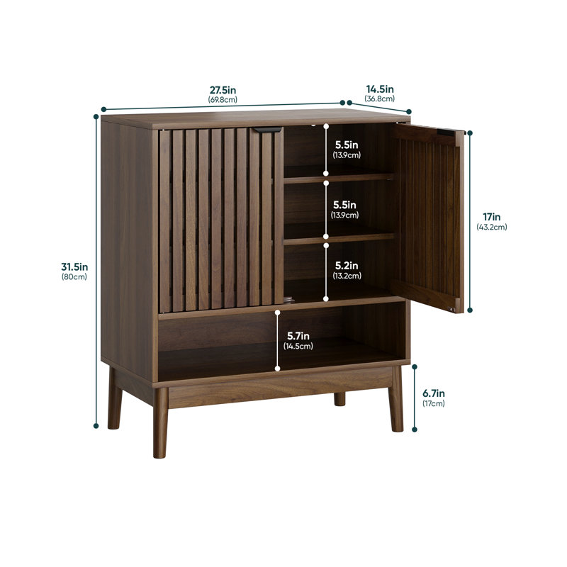 20 Pair Shoe Storage Cabinet, Walnut 70cm W