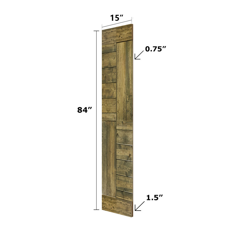 Porte pliante en bois massif en forme de S avec quincaillerie nécessaire, 60 po x 84 po, Tonneau vieilli