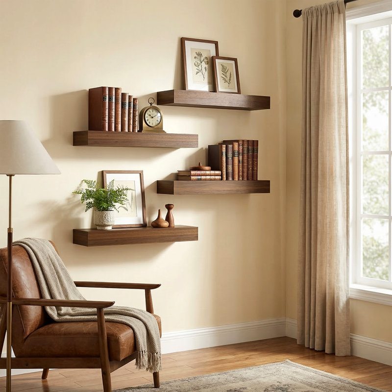 Wooden Floating Wall Shelves, 1.97" H x 24" W x 3.94" D