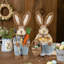Ensemble de 2 figurines de lapin de Pâques 13 po, décorations de table de printemps, couple de lapin de paille rustique avec carotte, statues de lapin en sisal pour table bureau à domicile cuisine maison de campagne