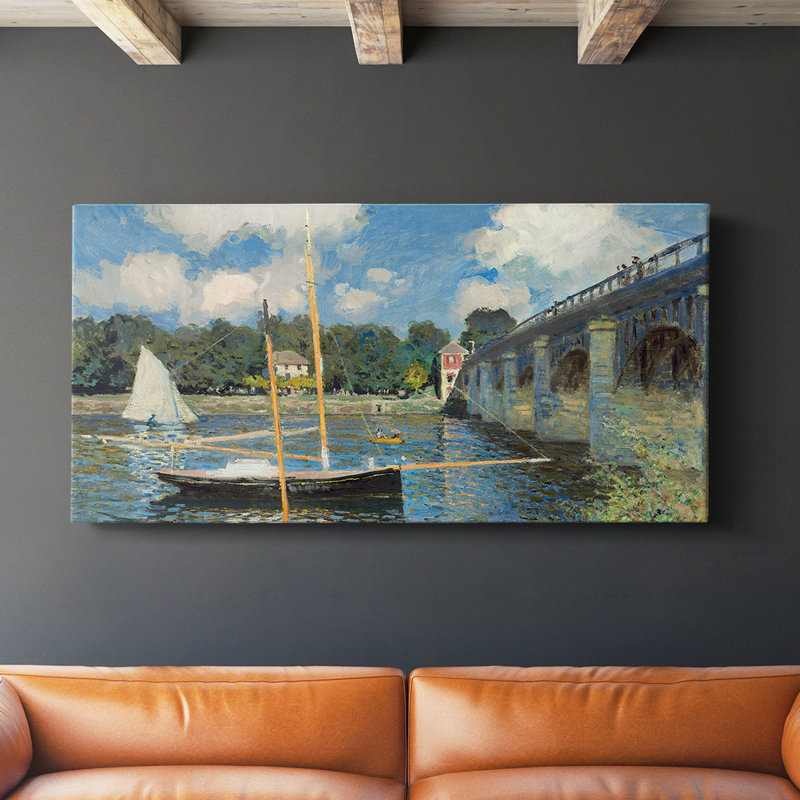 Le pont à Argenteuil - Toile tendue avec châssis - Prêt à être accroché, H 16 po x l 32 po