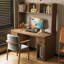 Bureau de direction rectangulaire en bois massif avec tiroirs Walnut-694773230