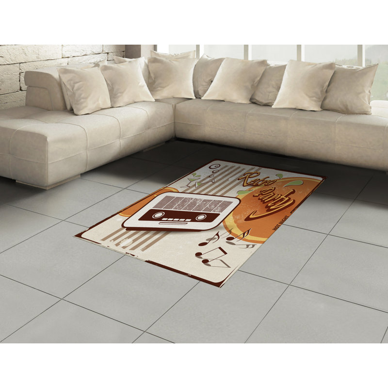 70S Party Brown Area Rug, Rectangle 4' x 5'8"