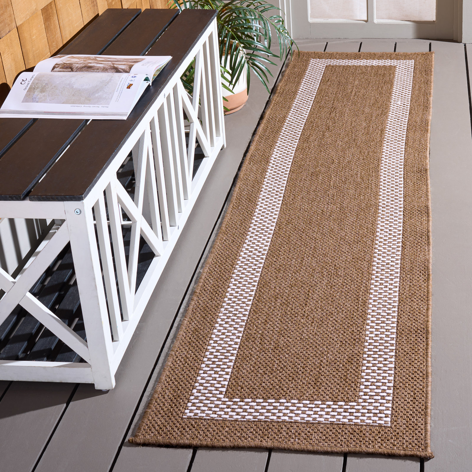 Geometric Outdoor Rug, Runner 2' x 8'