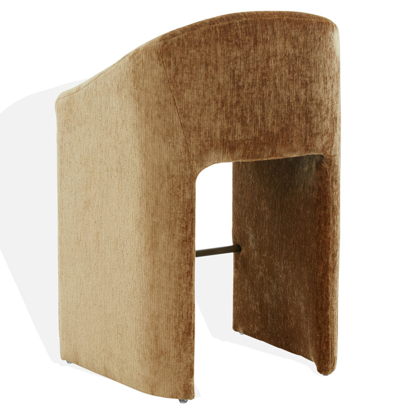 Kagan Chenille Counter Stool, Bar Stool (30.7" Seat Height), Amber