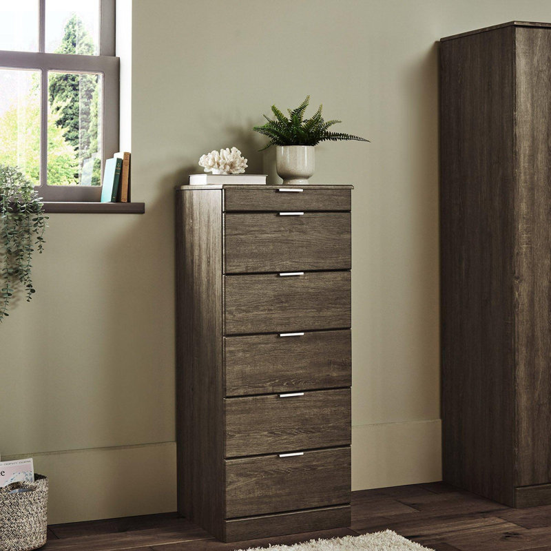 Nagata 50 cm W Chest of 5 Drawers, Dark Brown