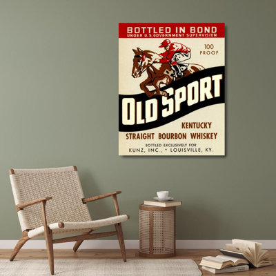Vintage Booze Labels Gallery Wrapped Canvas Art: Old Sport Kentucky Straight Bourbon Whiskey