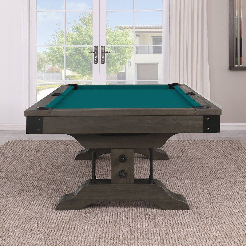 Table de billard Manchester, Bleu vert, Non, Brun patiné