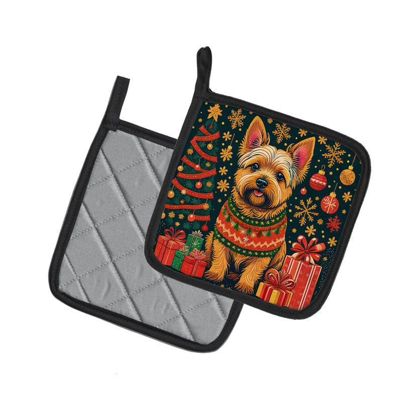 Paire de poignées Norwich Terrier Christmas