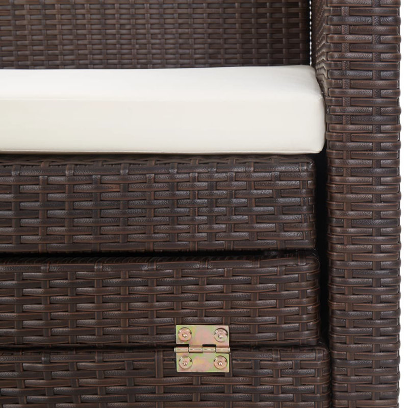 Canapé de patio rectangulaire avec coussins de 78,7 po Deminous, Blanc, Brun