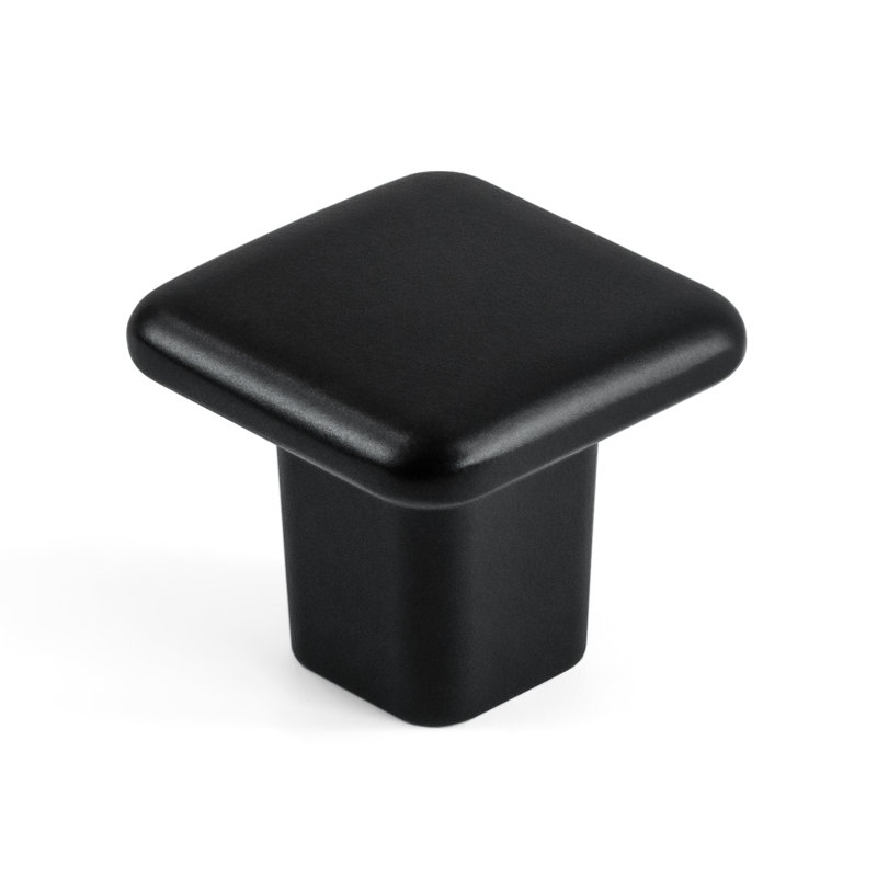Nouvelle collection Bouton carré noir de 1 3/16 po de longueur, Noir mat