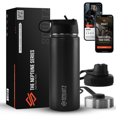 Stainless Steel Water Bottle, with Straw, Leak Proof, Vacuum Insulated Stainless Steel, Double Walled, Wide Mouth Lids