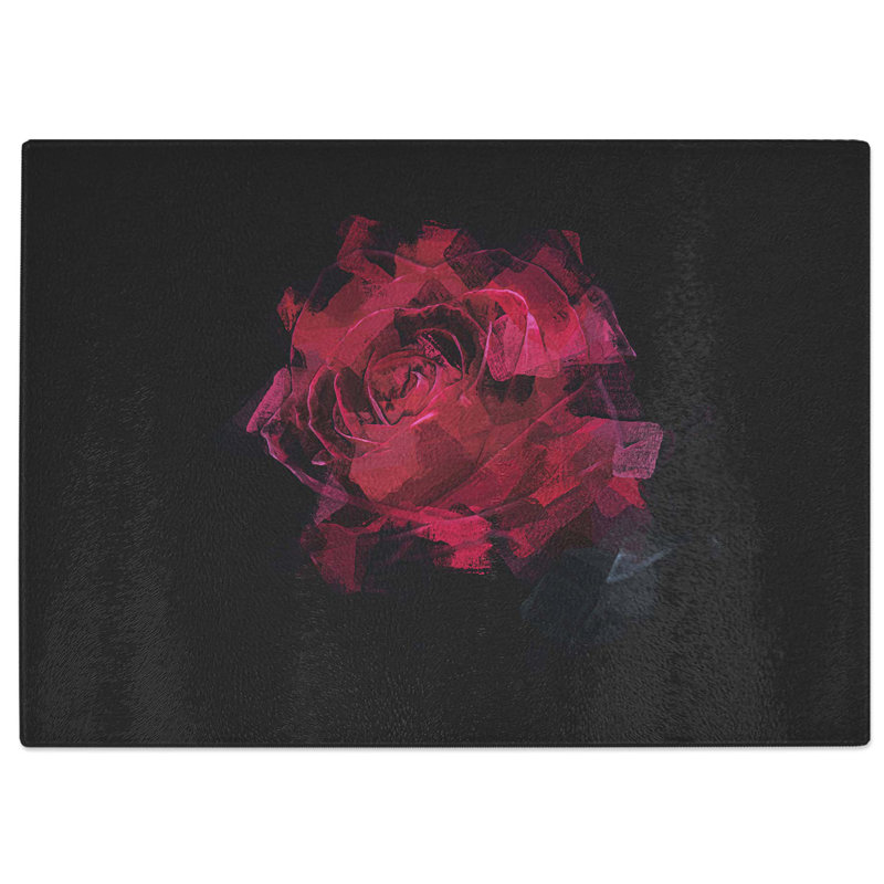 Tempered Glass Rose Chopping Board, 28.5 cm W x 20 cm L