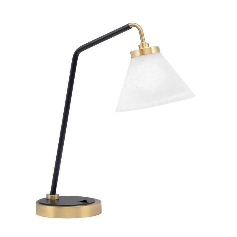 Lampe de bureau en acier inoxydable Atul, Noir mat / laiton, Blanc