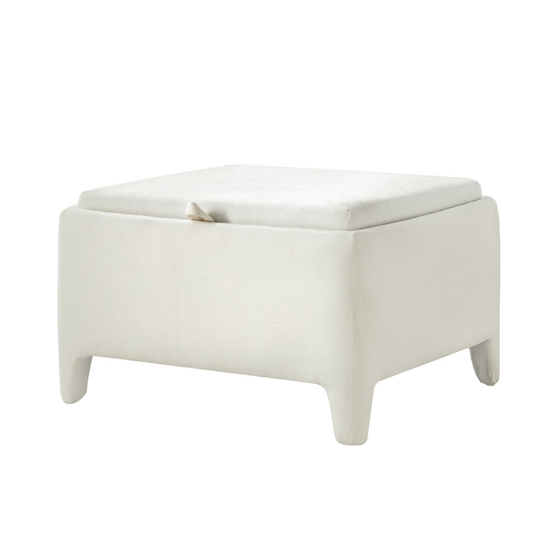 Repose-pieds rembourré en chenille l 30 po Zephyr, Ivoire ivoire