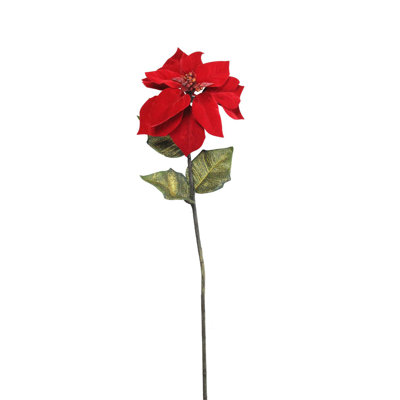 Tige de poinsettia de Noël artificielle rouge et verte 28 po 28 po