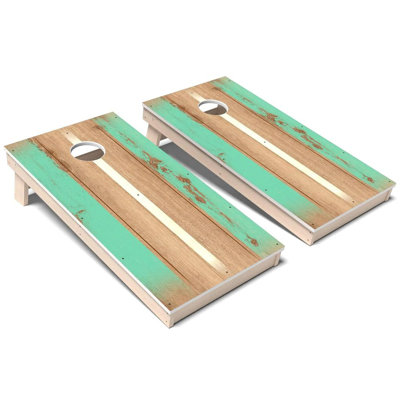 Ensemble de planches de cornhole en composite rétro toutes saisons à rayures vertes et blanches