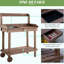 Banc de rempotage en bois de 36 po de couleur brun avec évier, tiroir, grand rangement et 2 roues mobiles