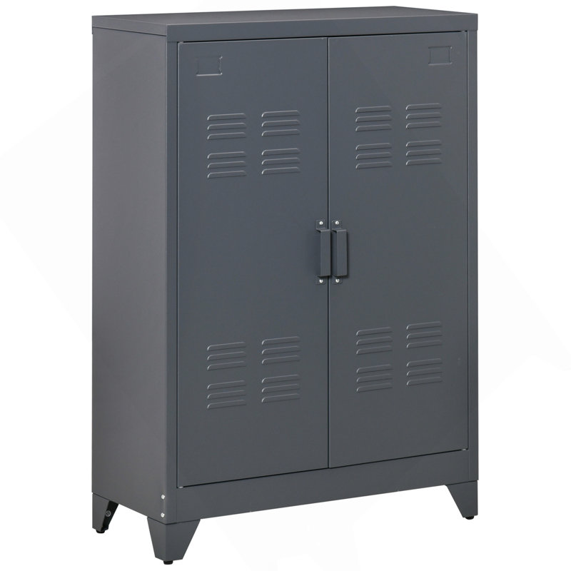 HOMCOM Industrial Steel Storage Cabinet Storage Organizer Grey, Grey