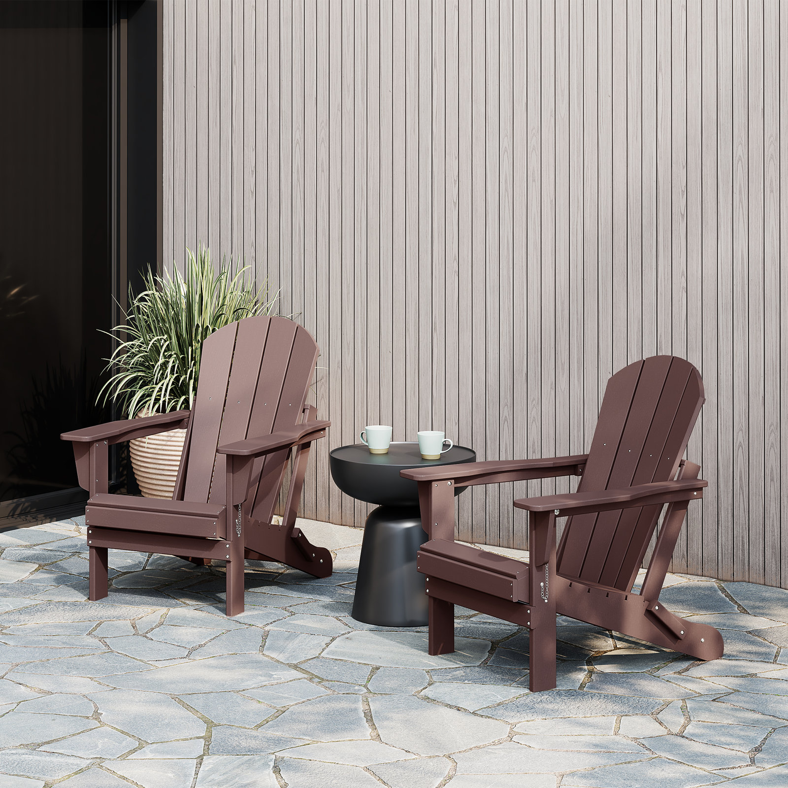 Laguna Foldable Outdoor Adirondack Set, Dark Brown
