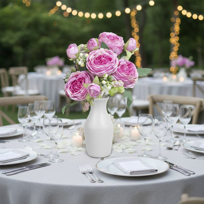 Bouquet de roses artificielles en soie artificielle à 5 têtes pour pièce maîtresse de mariage Bureau à domicile Décoration de fête Bouquet de mariée