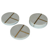 Hambrick Coaster, Marble & Brass - Round, Set Of 4