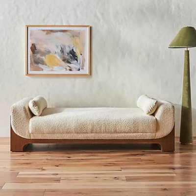 Banc rembourré blanc