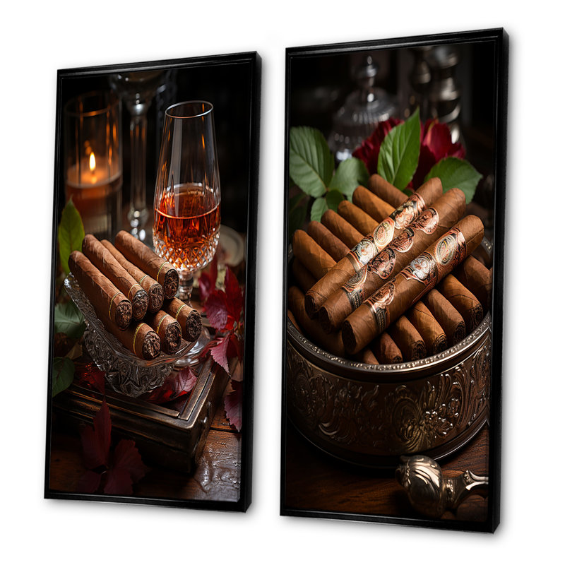 «Cuba Cigare Expression», ensemble de 2 reproductions d'art sur toile, H 28 po x l 25 po, Cadre noir