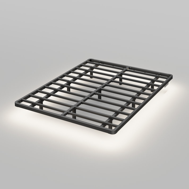 King Black Metal Floating Bed Frame with LED Lights