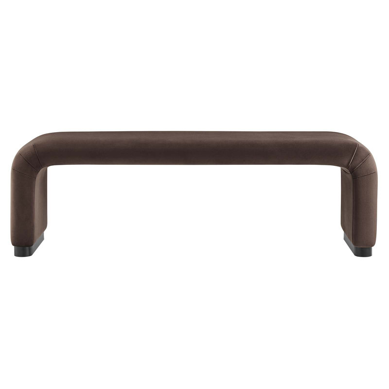 Modway Koda Velvet Upholstered Bench, Black, Chocolate Brown