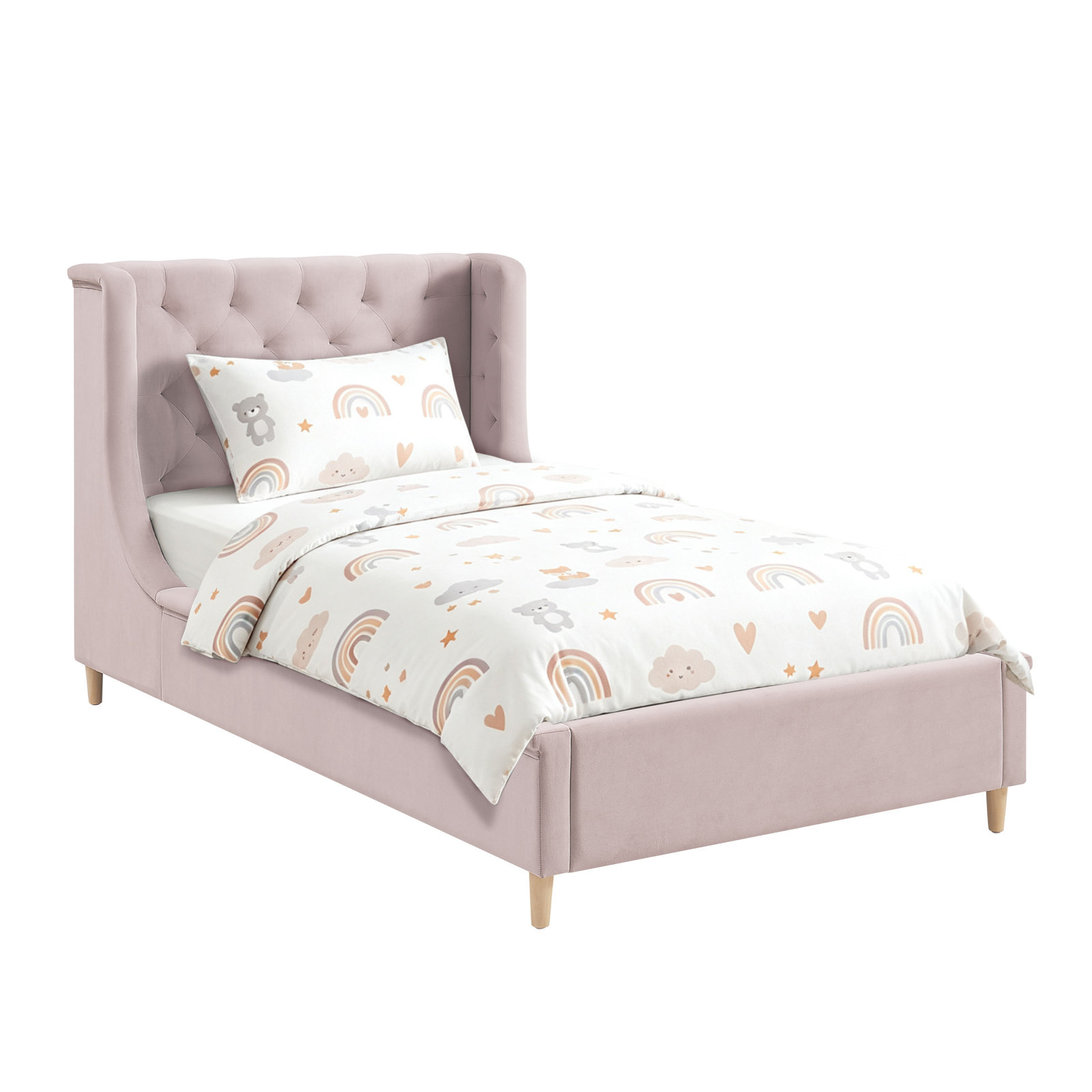 Ambrosia Full Platform Bed, Pink, Twin