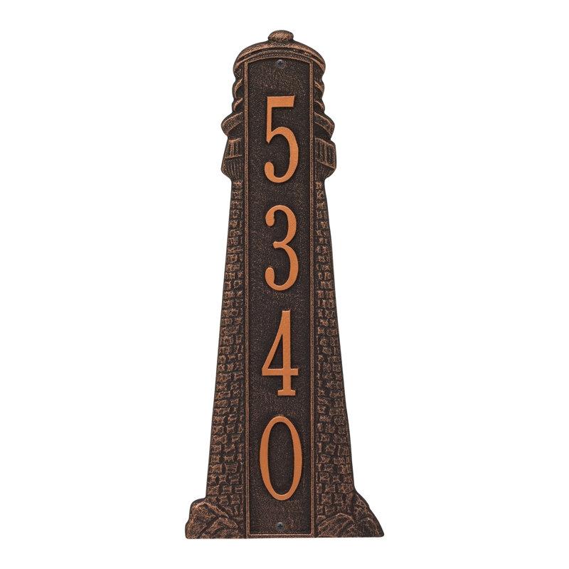 Plaque d'adresse murale verticale sur 4 lignes L Phare, Oui, Bronze huilé
