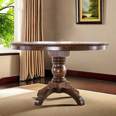 Retro American-style Solid Wood Round Dining Table